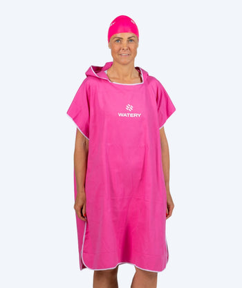 Watery badponcho för vuxna - Microfiber - Rosa