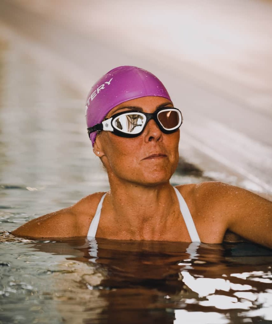 Watery motionssimglasögon - Raven Mirror - Svart/vit