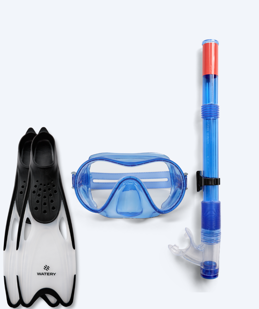 Watery snorkelset för junior (8-15) - Jubal/Rilian - Blå/svart