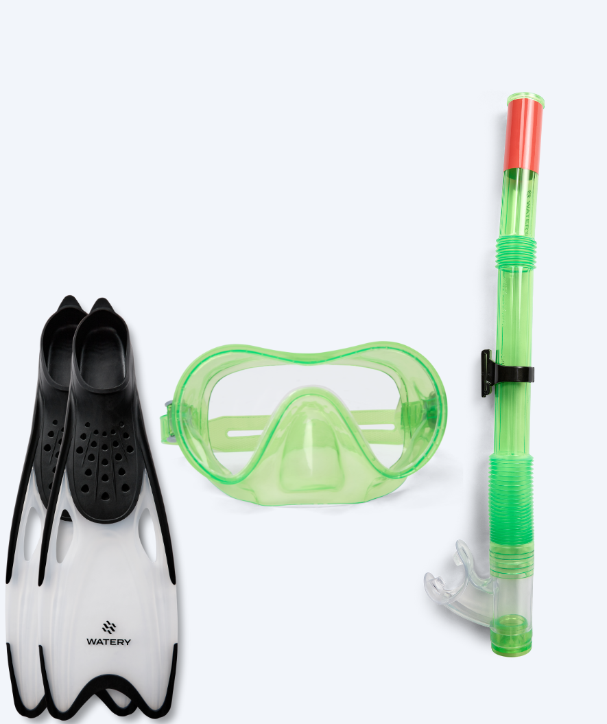 Watery snorkelset för junior (8-15) - Jubal/Rilian - Grön/svart