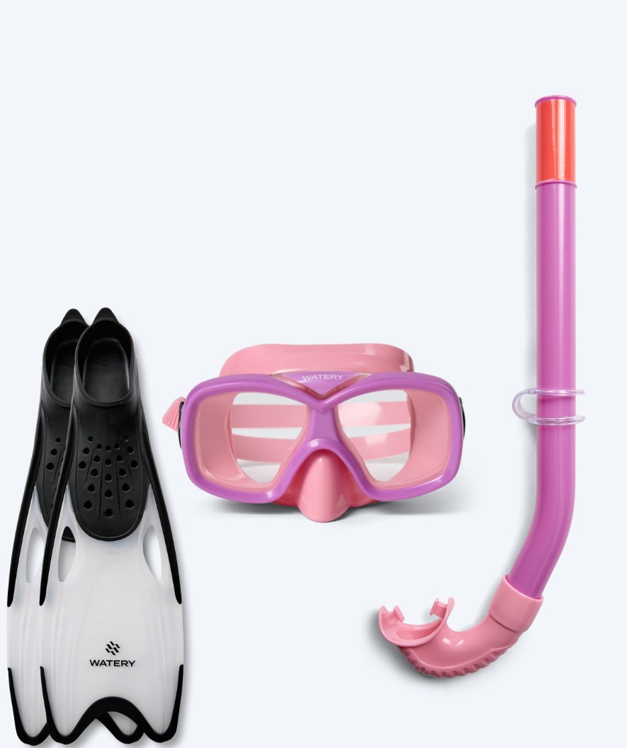 Watery snorkelset för junior (8-15) - Misu/Rilian - Ljusrosa/svart