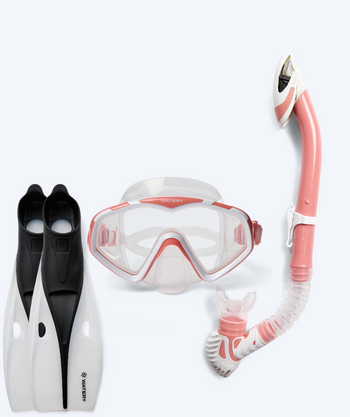 Watery snorkelset för vuxna (från 15 år) - Leach/Breeve - Vit/rosa