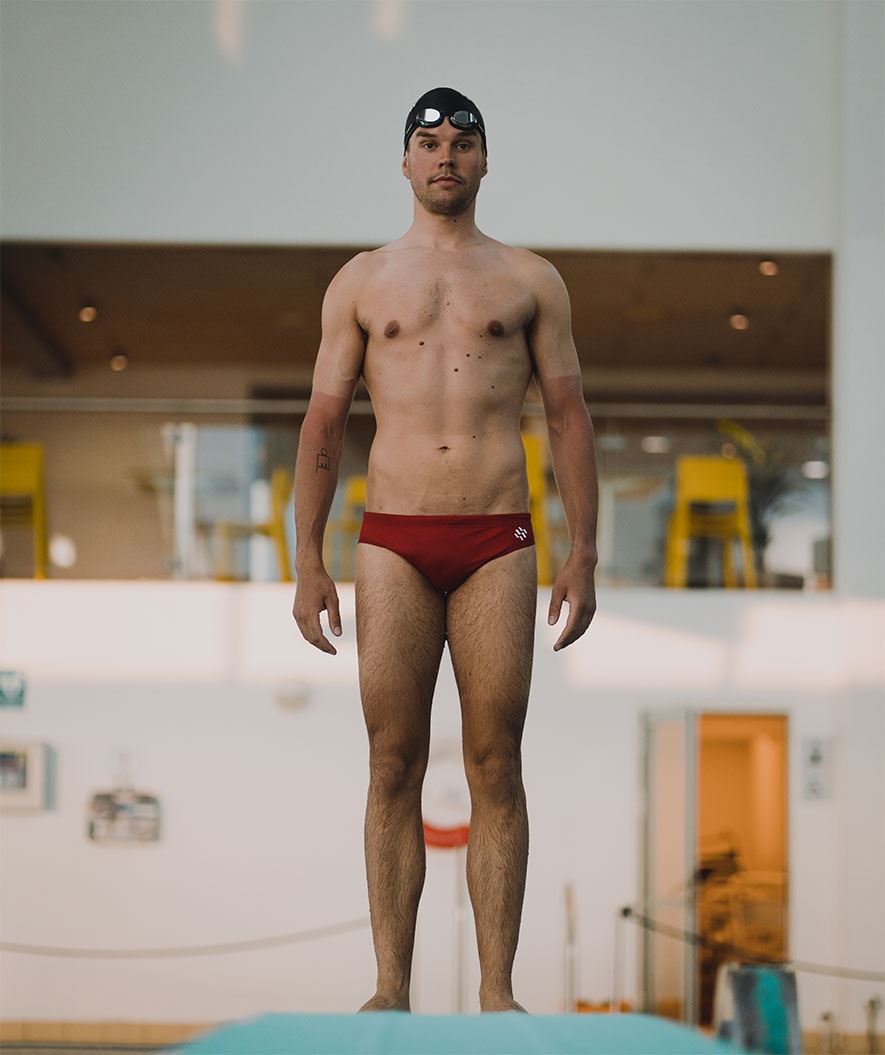 Watery trekantiga badbyxor för herr - Budgie Eco - Cherry Red