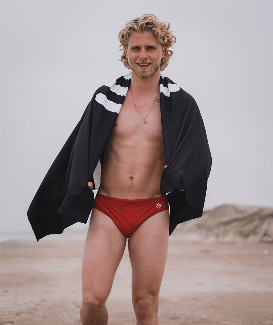 Watery trekantiga badbyxor för herr - Budgie Eco - Cherry Red