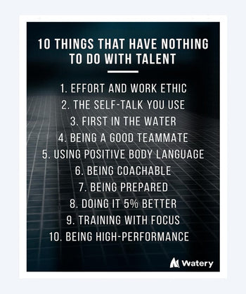 Watery simning poster - 10 things that have nothing to do with talent - B2 (50*70 cm)