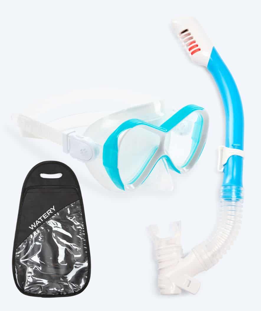 Watery Combo snorkelset barn - Triton Full-dry - Ljusblå
