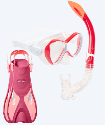 Watery snorkelset för barn - Fisher Triton - Rosa/röd