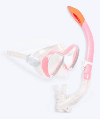 Watery Combo snorkelset för barn - Triton Semi-dry - Rosa